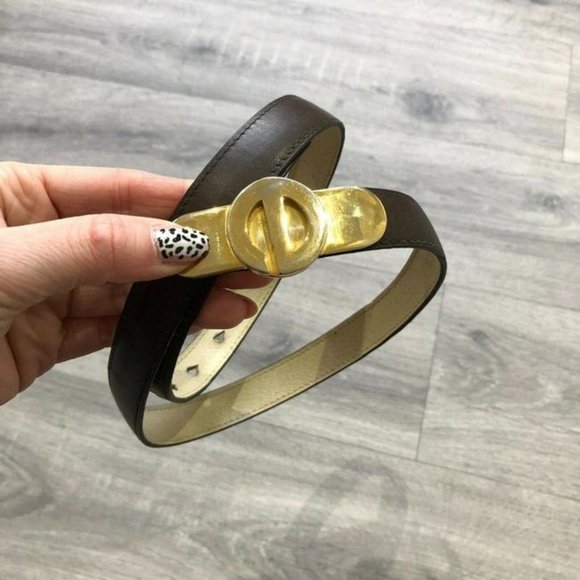 Dior Art Deco Brown Leather w Gold Buckle main image 5